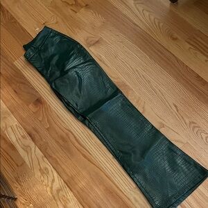 Princess Polly Forest Green Croc-Embossed Trousers